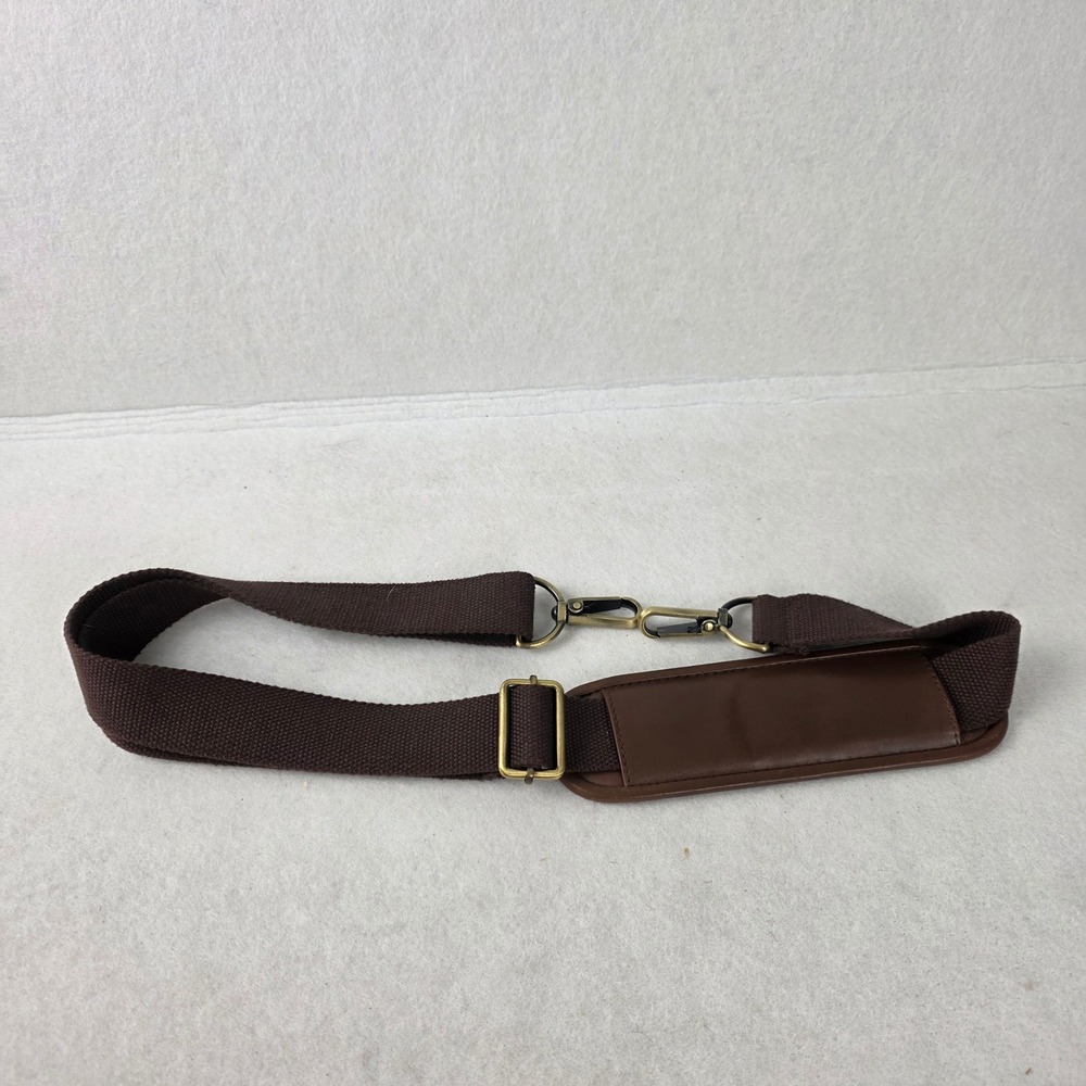 Brown Canvas Adjustable Padded Shoulder Strap Replacement Brass Hardware 1.5in